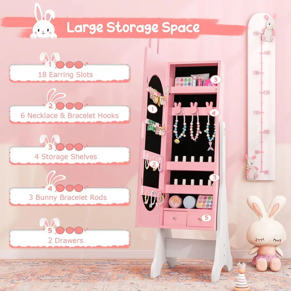 Kids Jewelry Armoire Cabinet With Full Length Mirror Storage