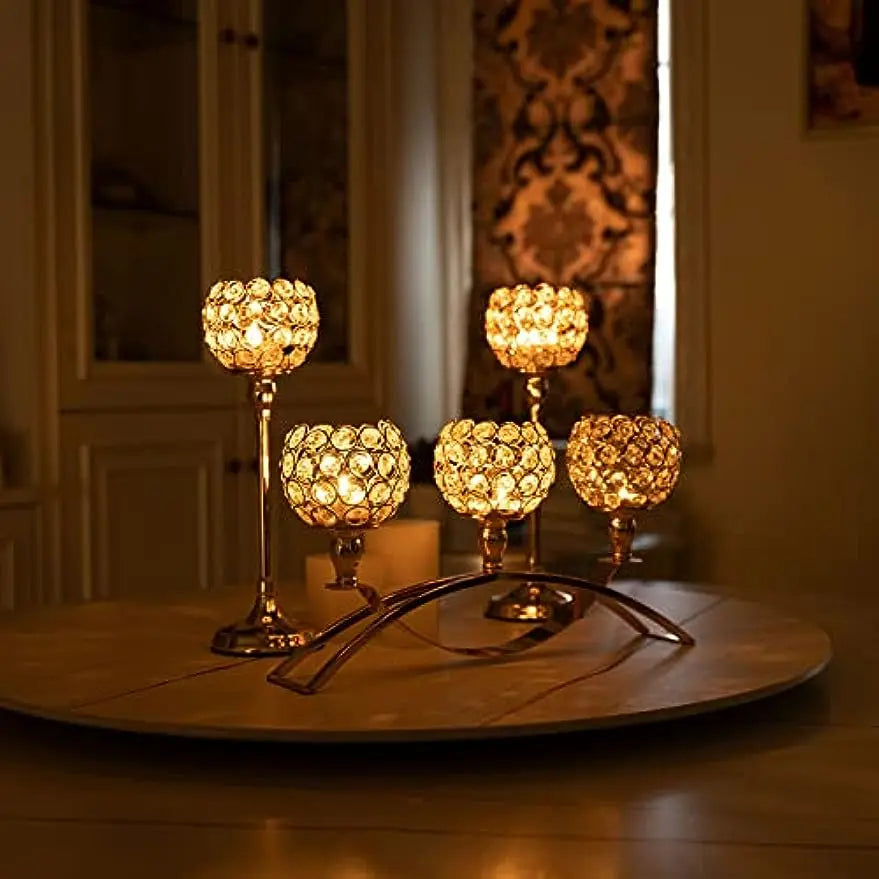 VINCIGANT Gold 3-Arm Tealight Candle Holders Candelabra Stand