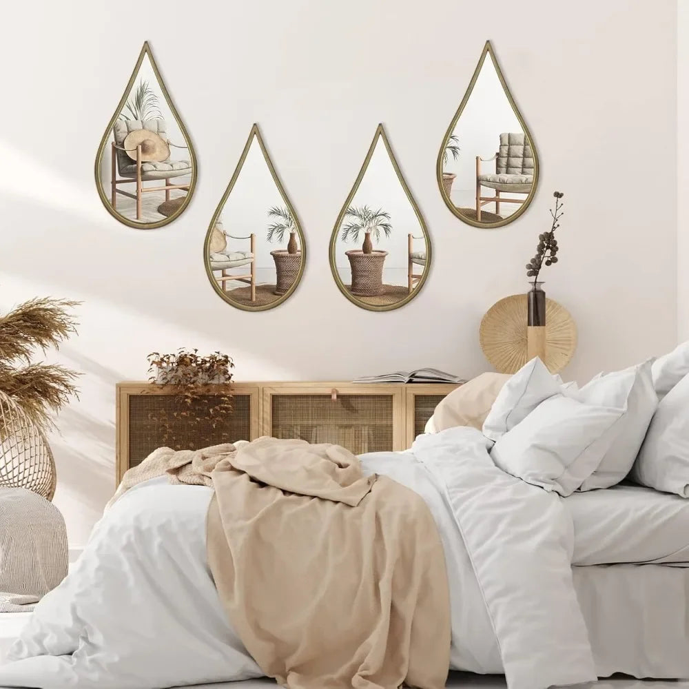 Teardrop Decorative Wall Mounted Mirror with Metal Frame for Any Room