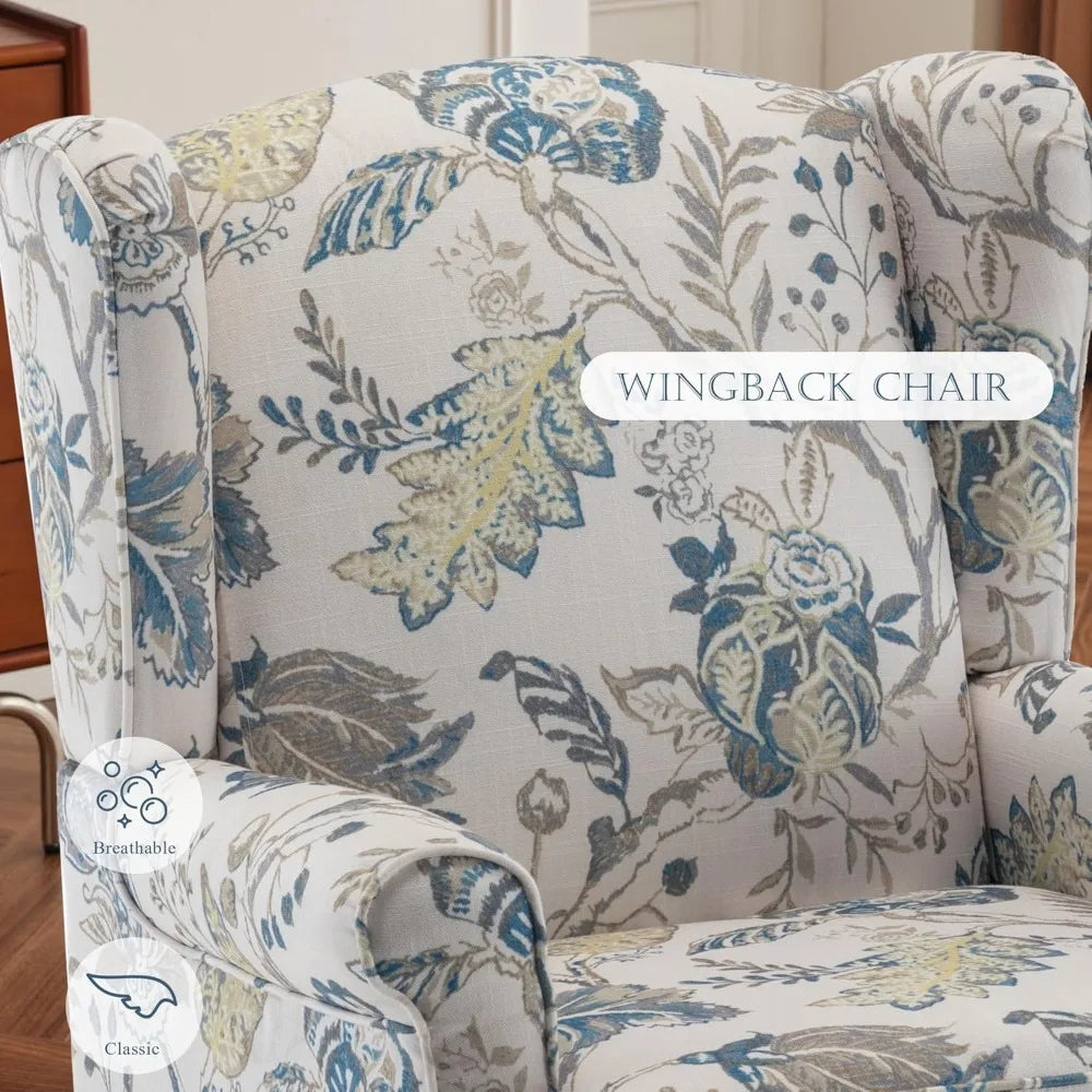 Floral Accent Chair High Back Upholstered Armchair Living Room