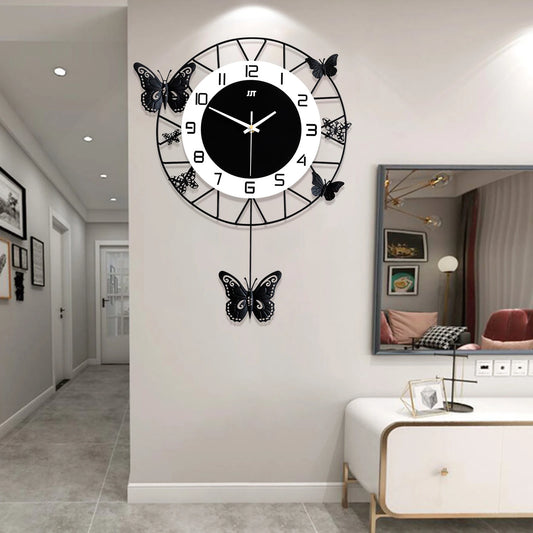 Hign-concerned Butterfly Wall Clock Modern Iron Decor