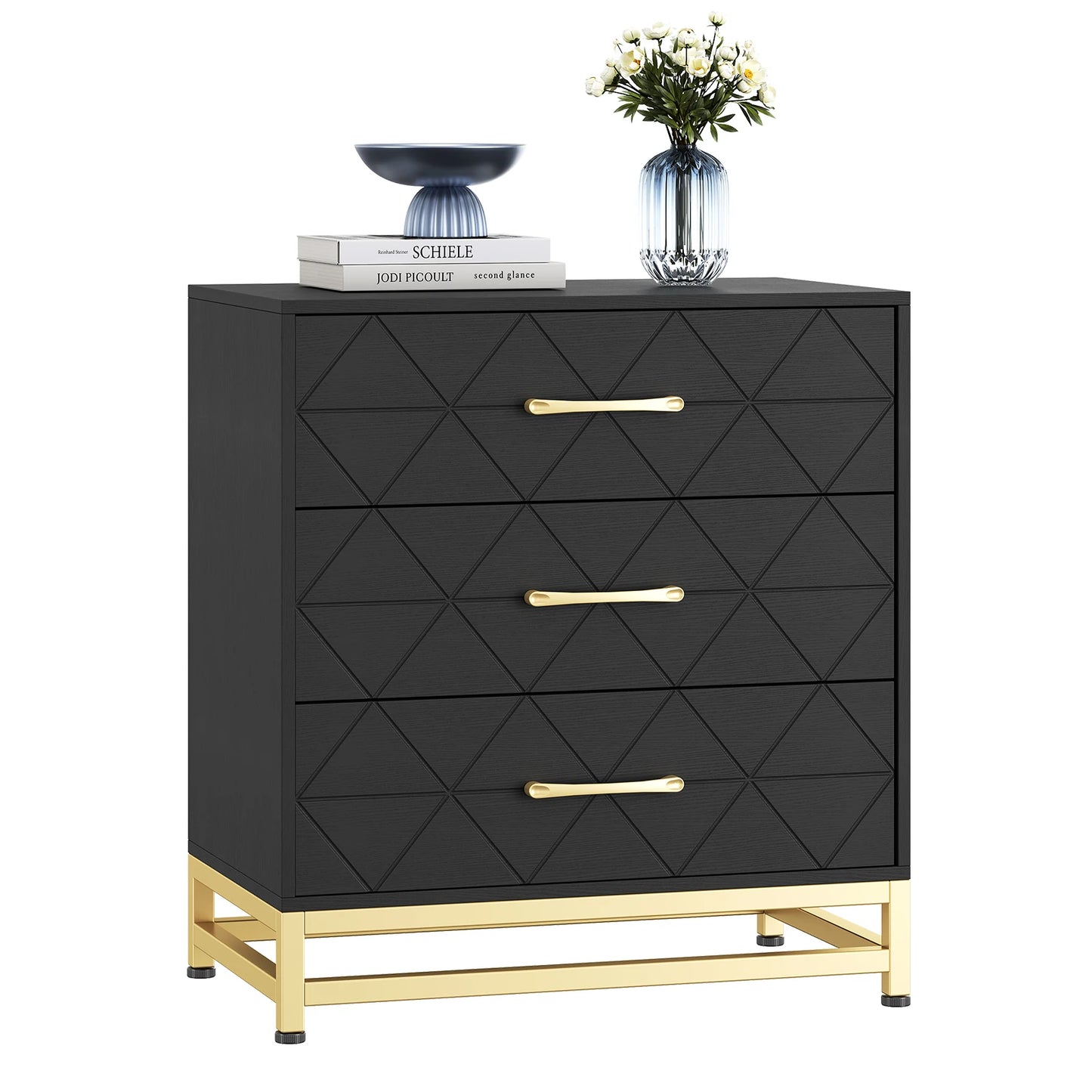 Studyset Modern 3-Drawer Dresser Wood Chest For Living Room