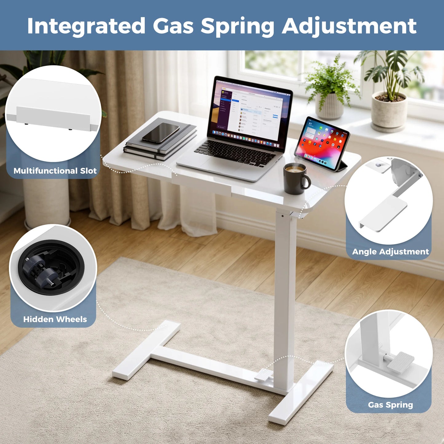JHK Double Sided Flip Standing Desk With Pneumatic Lift