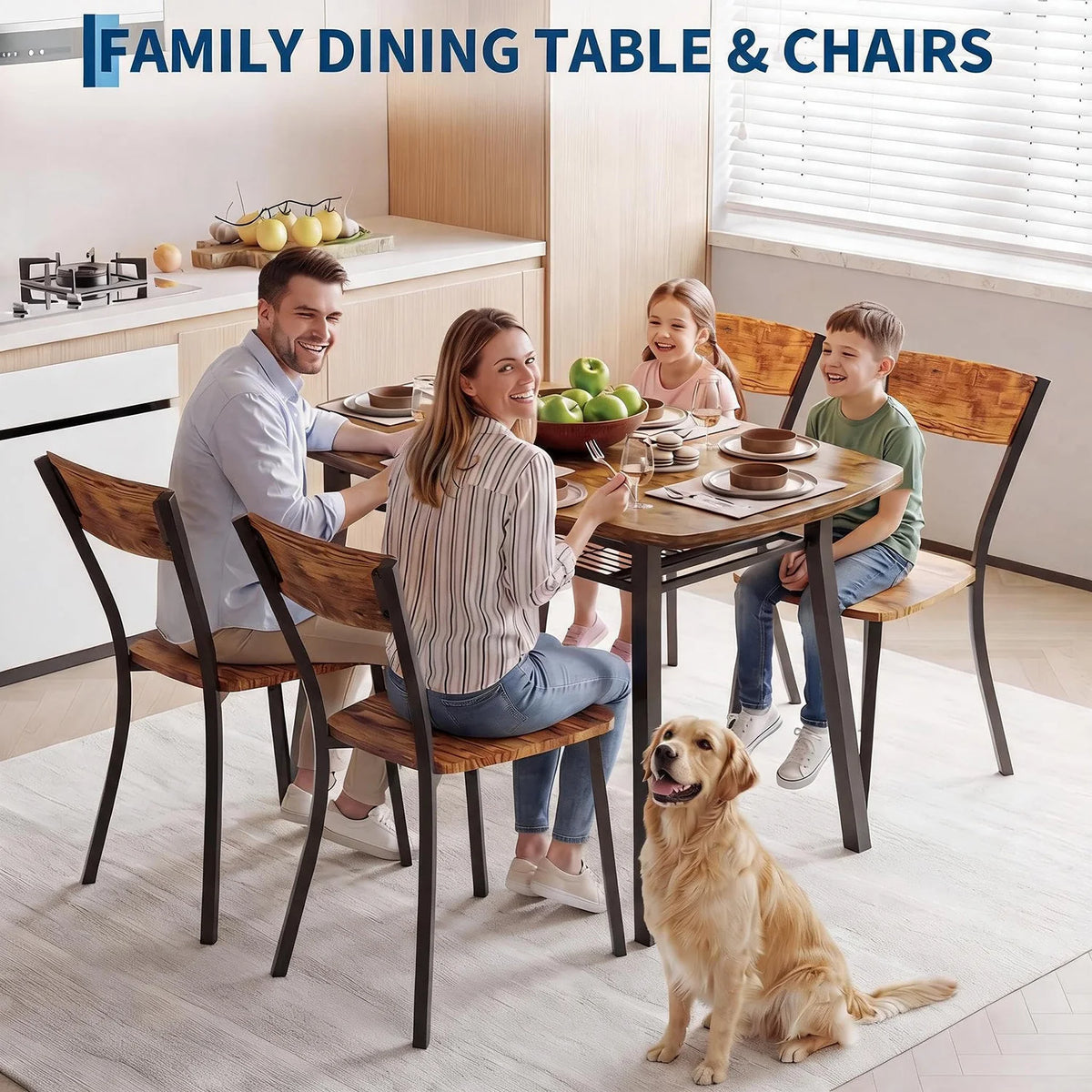 HiMISS Antique Five Piece Dining Table Set With Storage