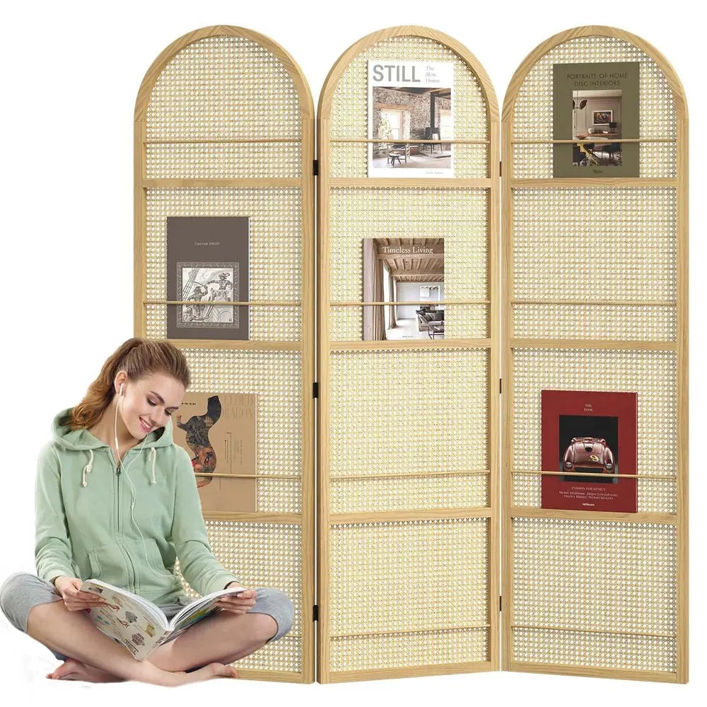 Room Divider With Builtin Bookshelf Foldable Privacy Screen