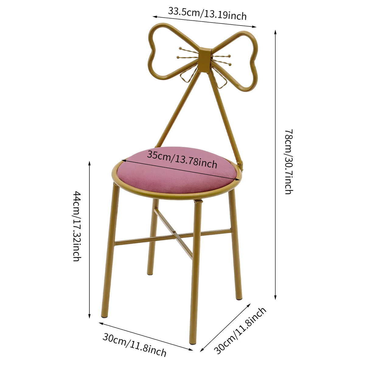 Princess Makeup Dressing Chair With Velvet Bow Backrest