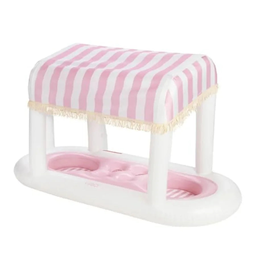 Floating Cabana Stripe Drink Station With Removable Shade Fringe