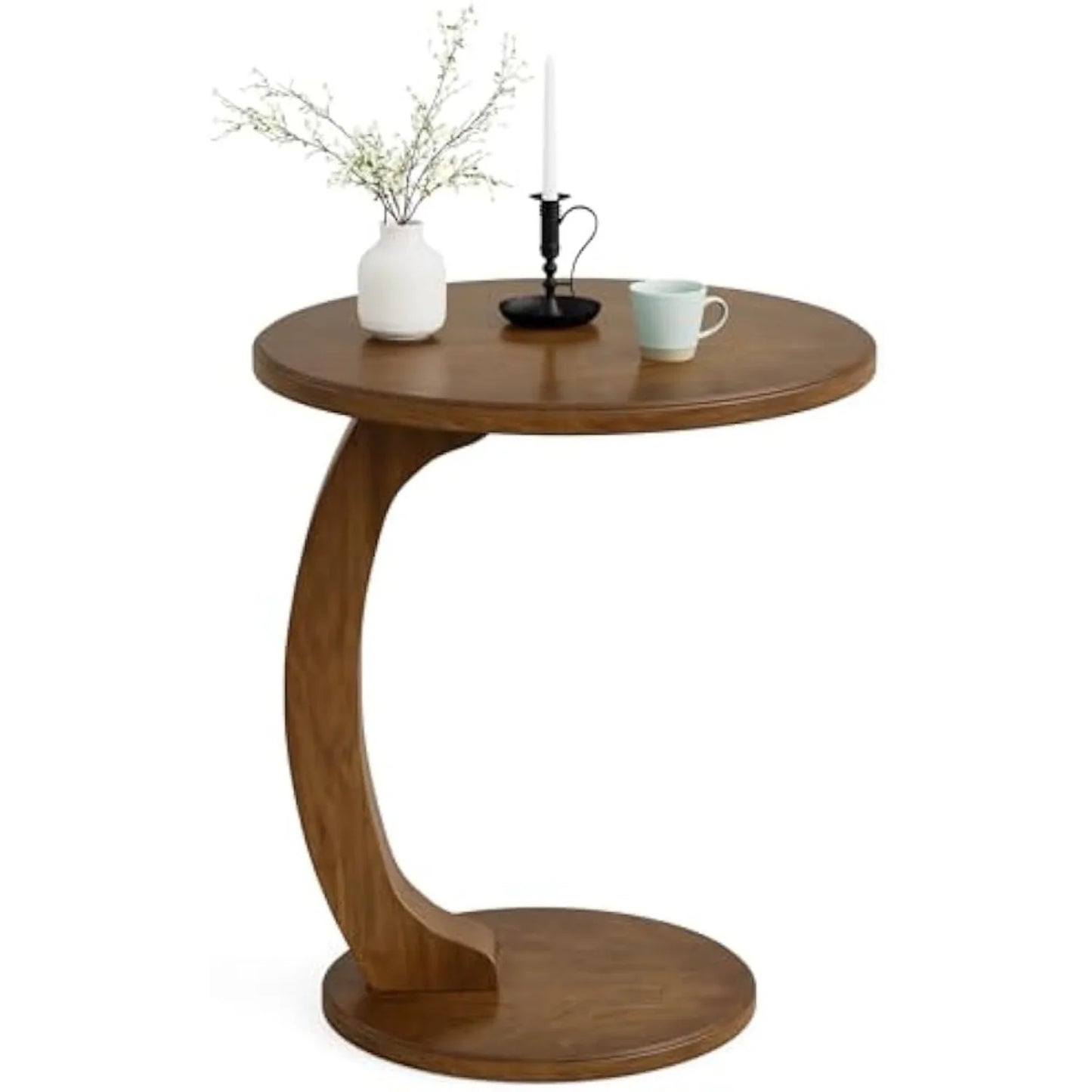 LITTLE TREE Round Wood CShaped End Table Living Room