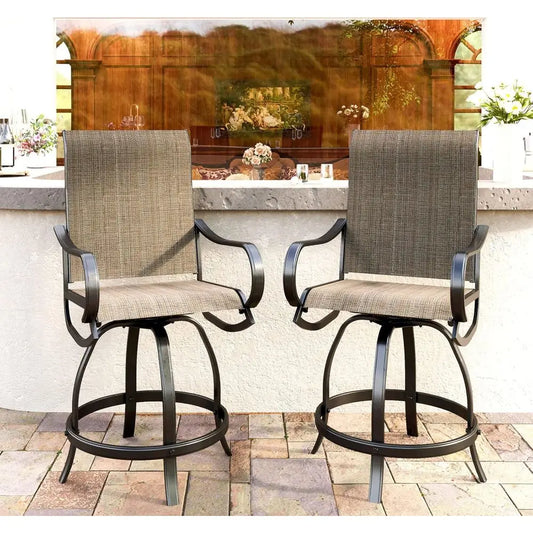 MKDK All-Weather Patio Bar Stools Set Of Two Durable