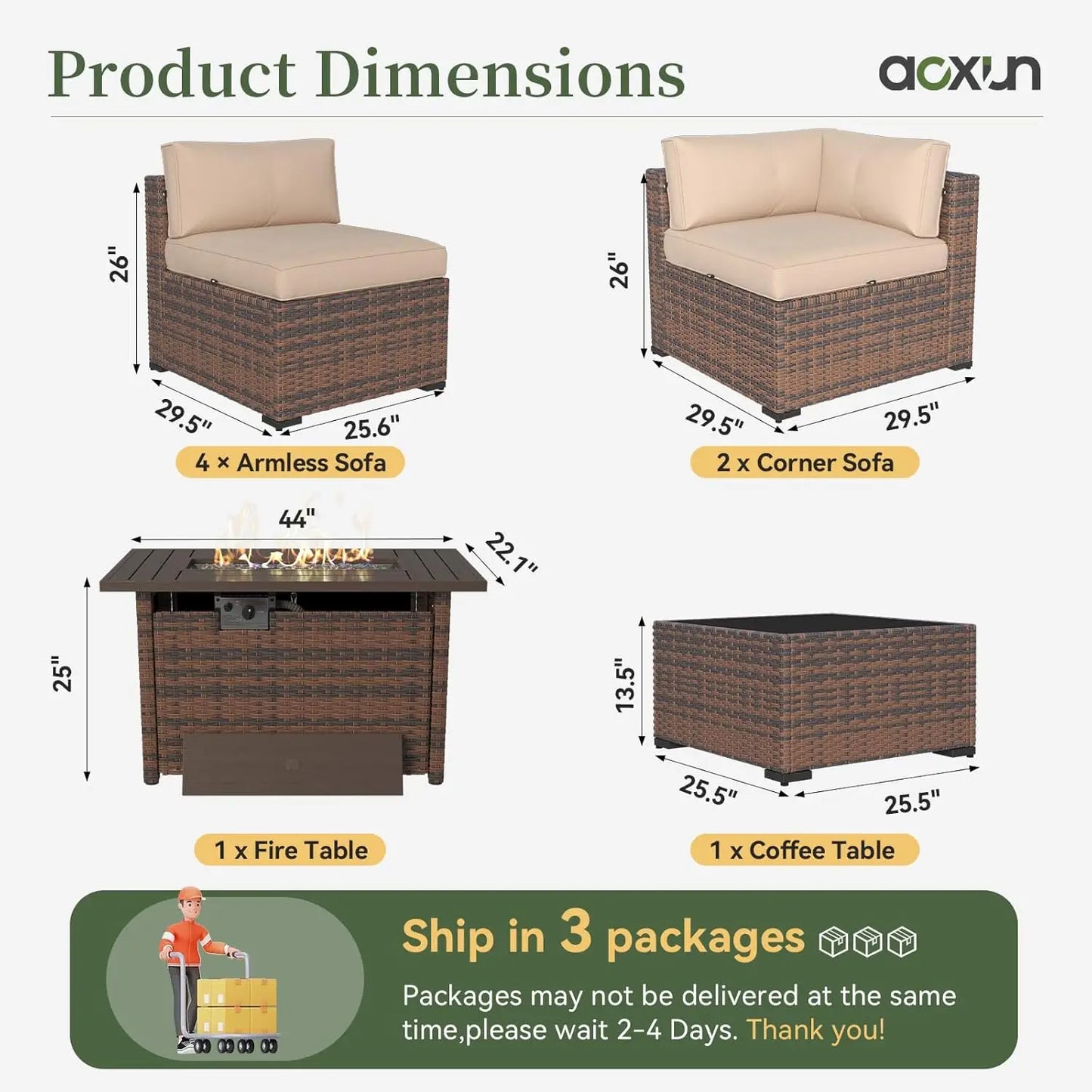 Outdoor Wicker Patio Furniture Set With Fire Pit Table