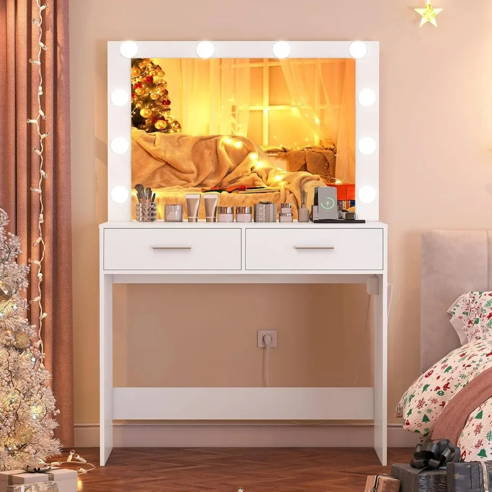 XMSJ Vanity Desk With Mirror And Lights