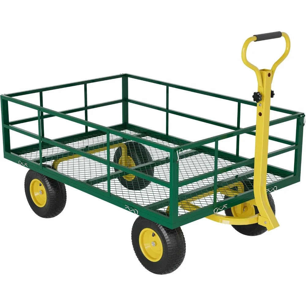 Heavy Duty 1200 Lb Steel Garden Cart All Terrain 3 In 1 Outdoor Utility Wagon Yard