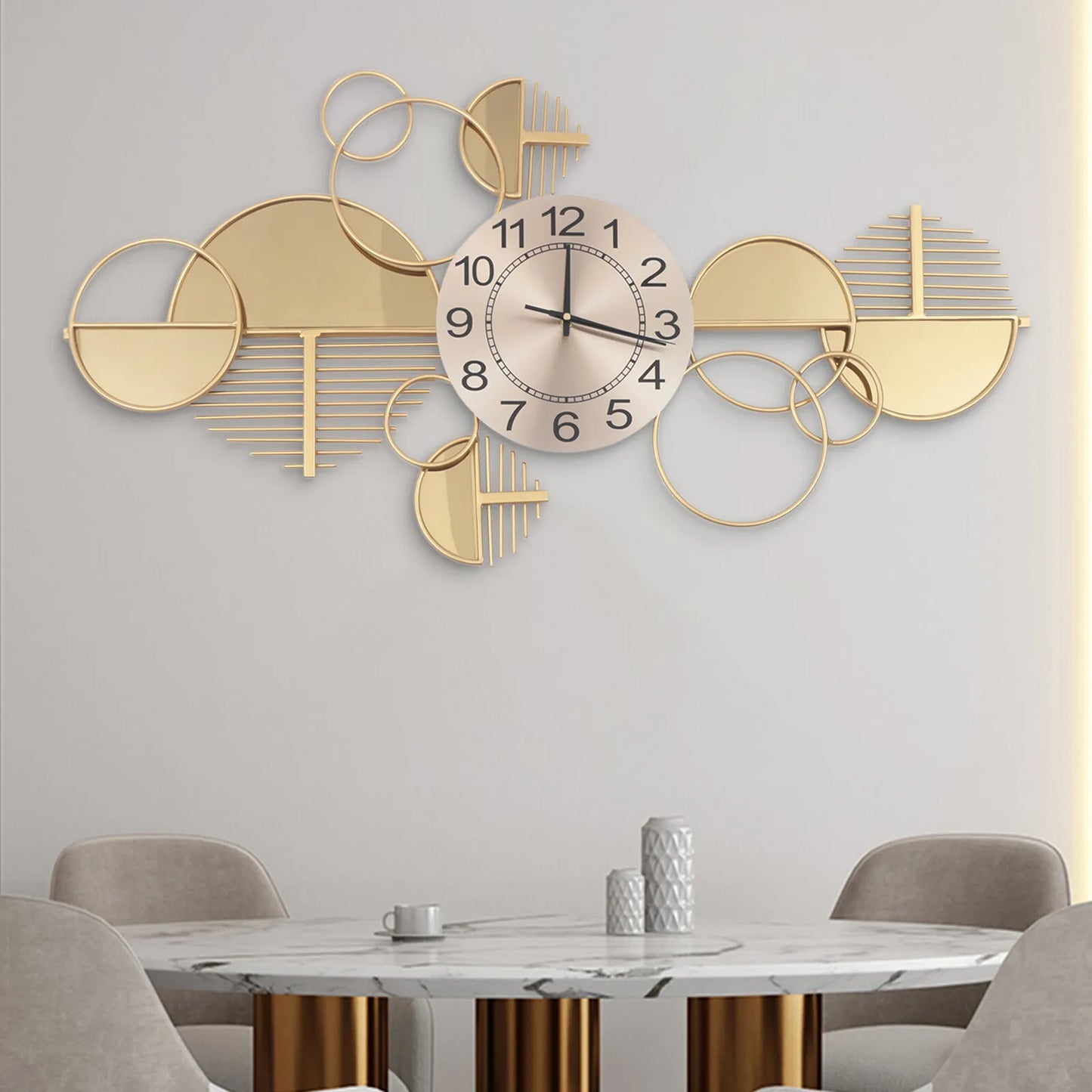 Modern Wall Clock Mid Century Metal Minimalist Home Decor