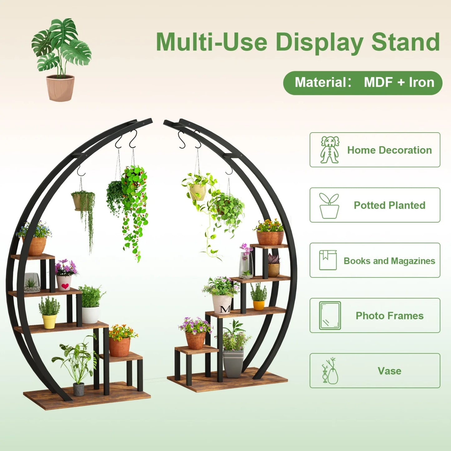 HiMISS Two Pack Five Tier Plant Stand Indoor Outdoor Plant Shelf