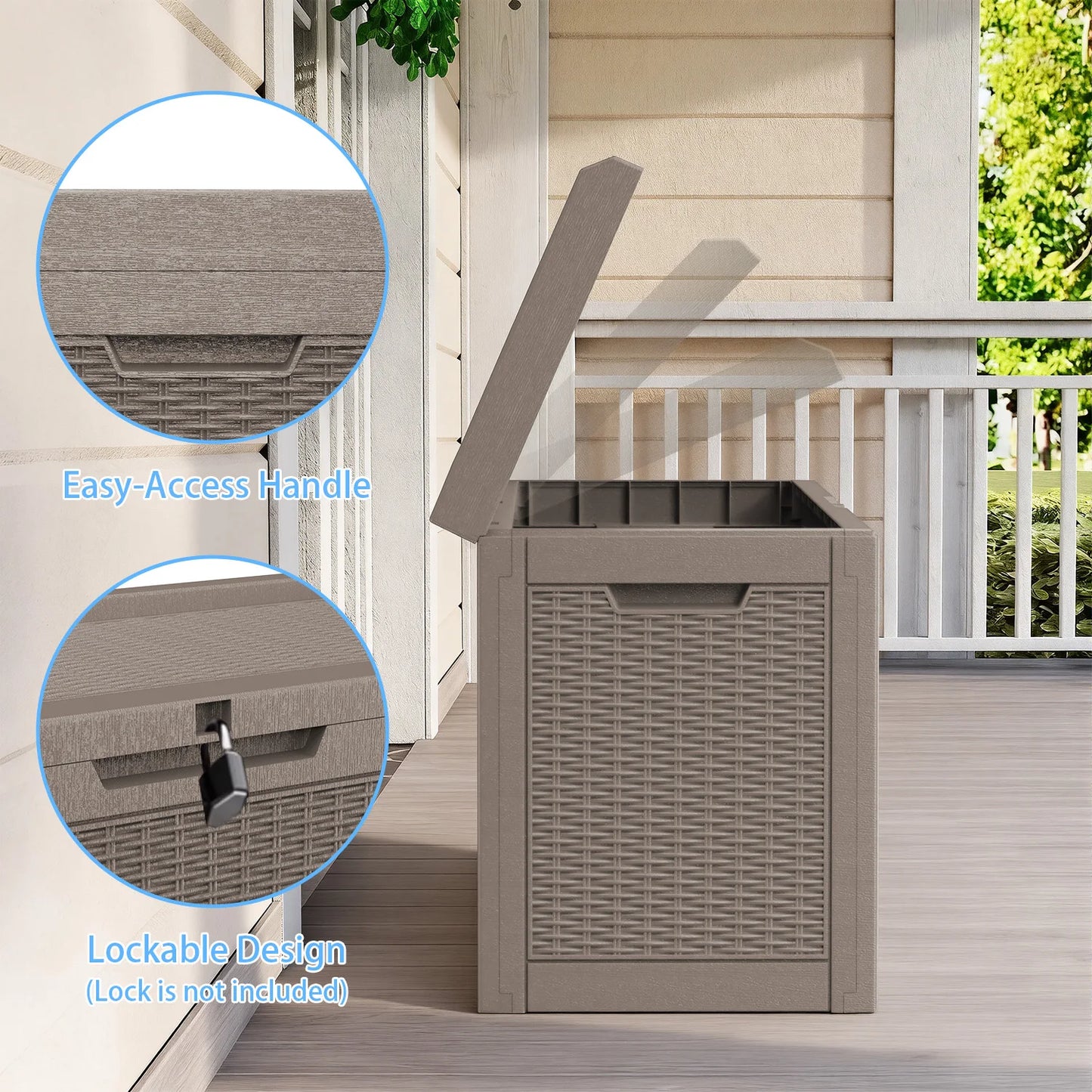 Waterproof Outdoor Resin Storage Box Lockable for Patio Furniture