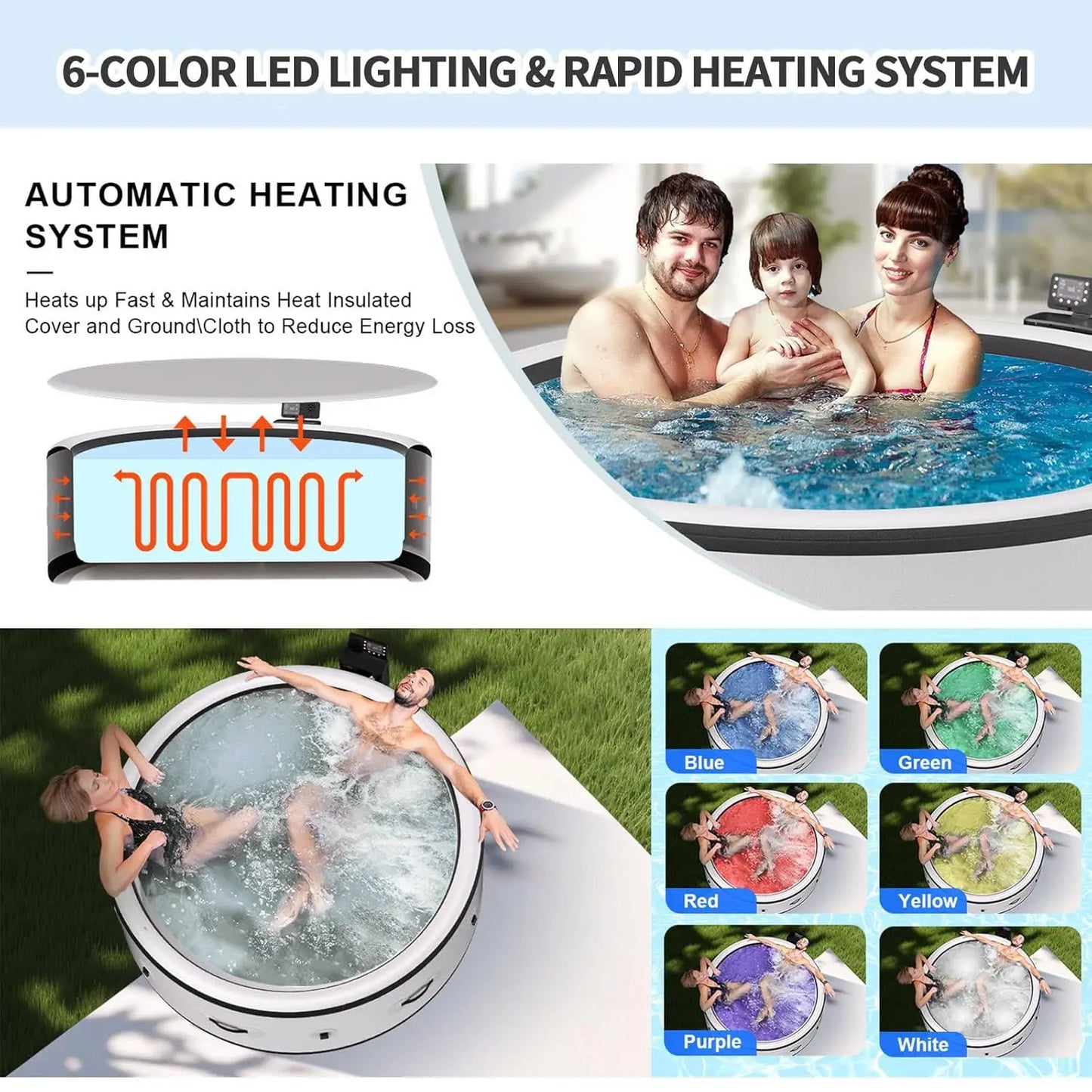 Inflatable Spa Pool Hot Tub For Four To Six People With Massage Jets