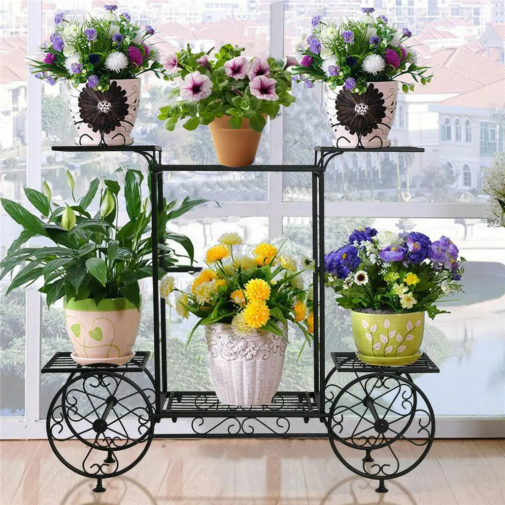 BINGOPAW Metal Plant Stand Indoor Outdoor Garden Display Shelf