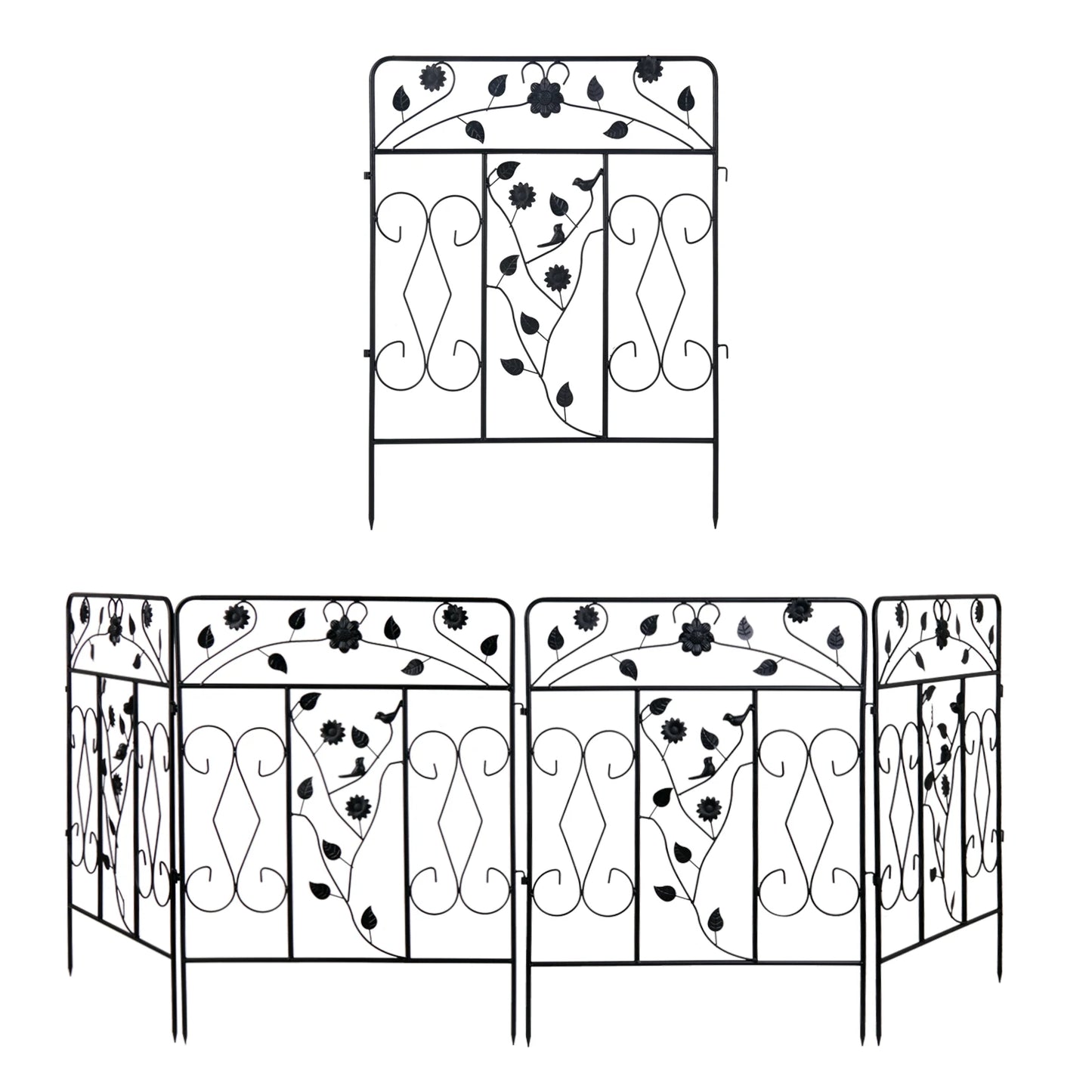 Powder Coated Iron Garden Fence Panel 5 Pack Border
