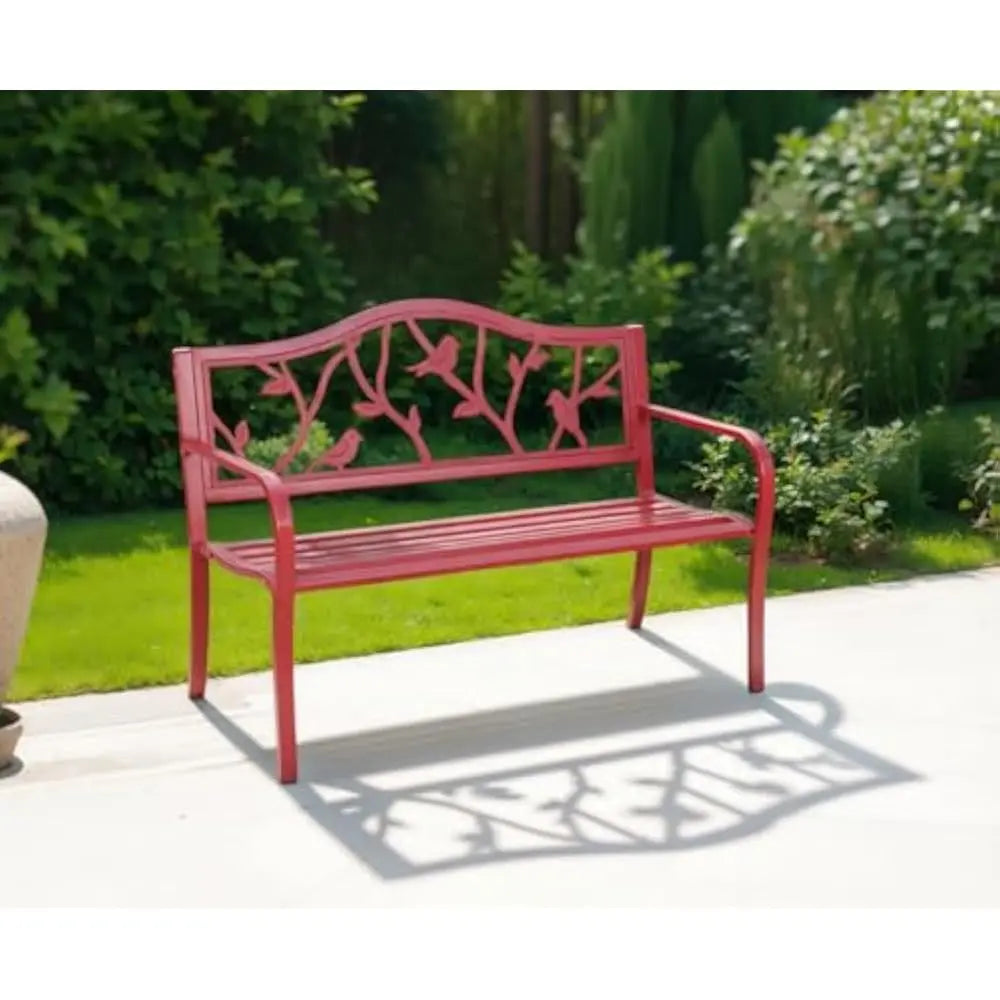 Outdoor Cast Iron Bench With Floral Backrest Arch Legs