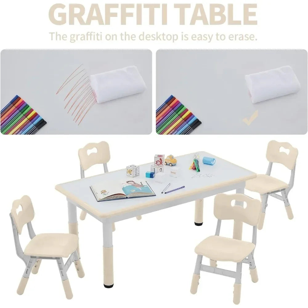 ANGDUO Durable Toddler Table And Chair Set Graffiti Desktop