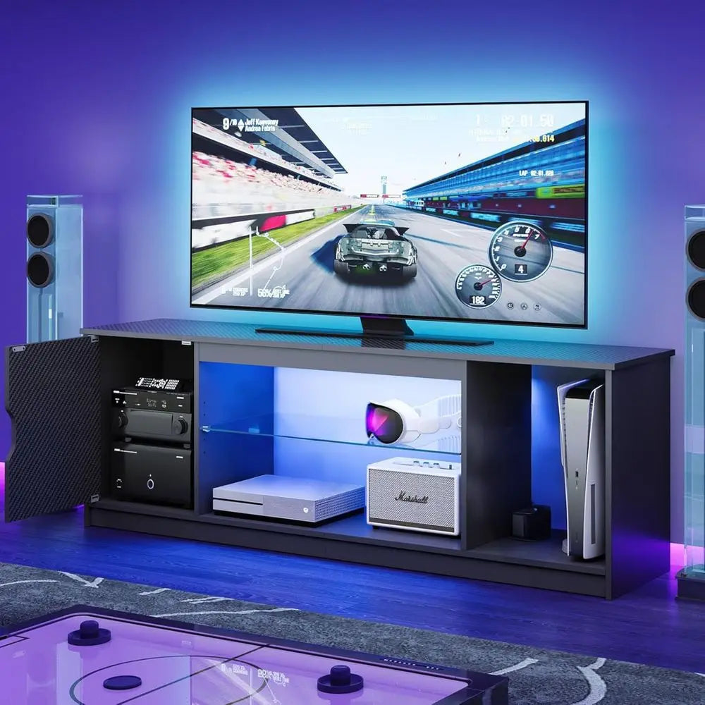 Modern Gaming TV Stand Entertainment Center With RGB Lighting