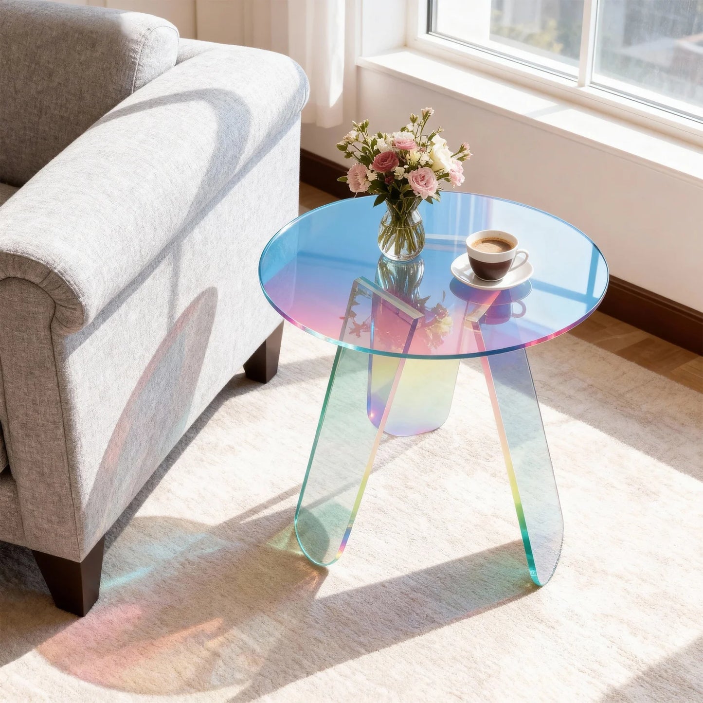 Round Acrylic Side End Table for Living Room