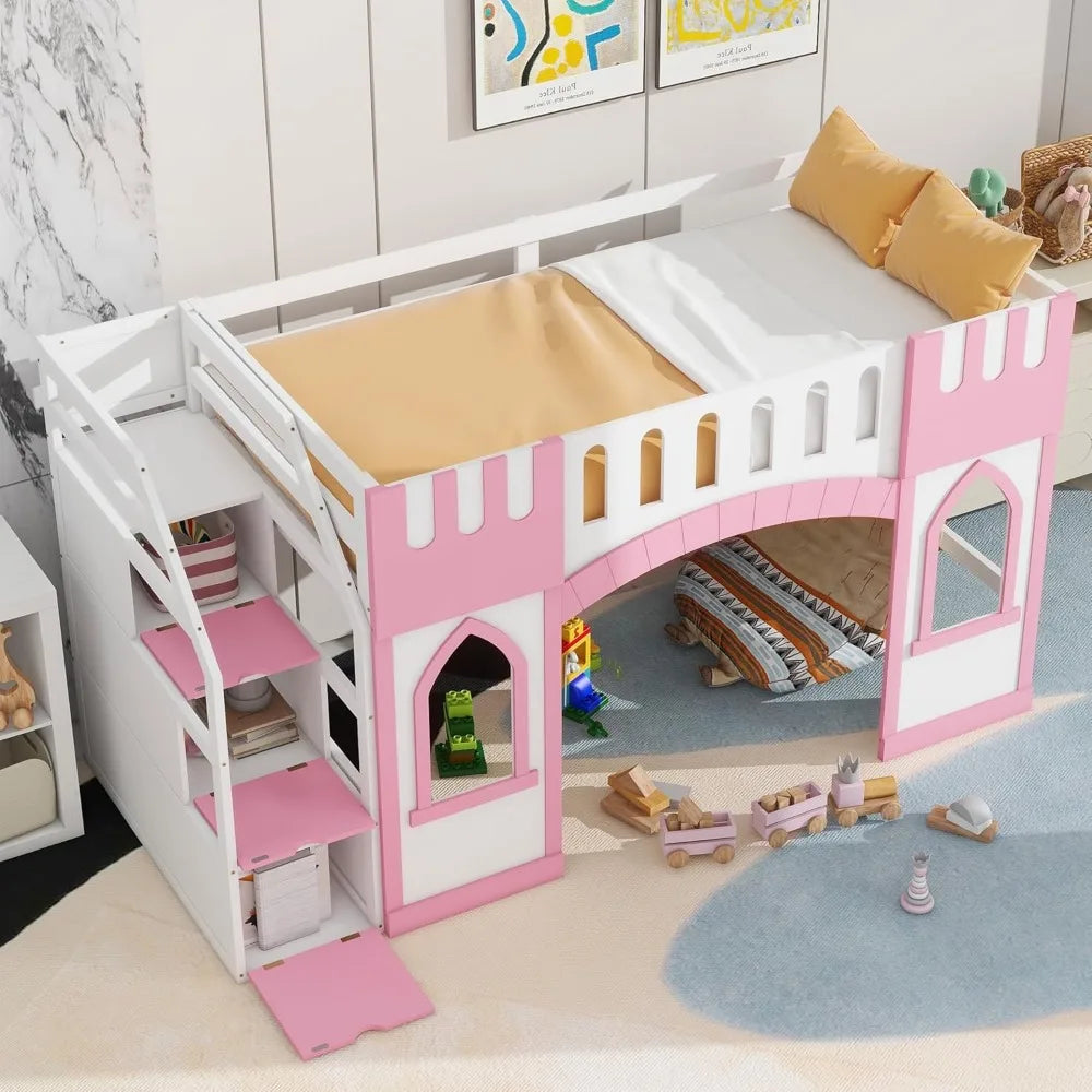 Harper And Bright Designs Loft Bed With Storage Staircase
