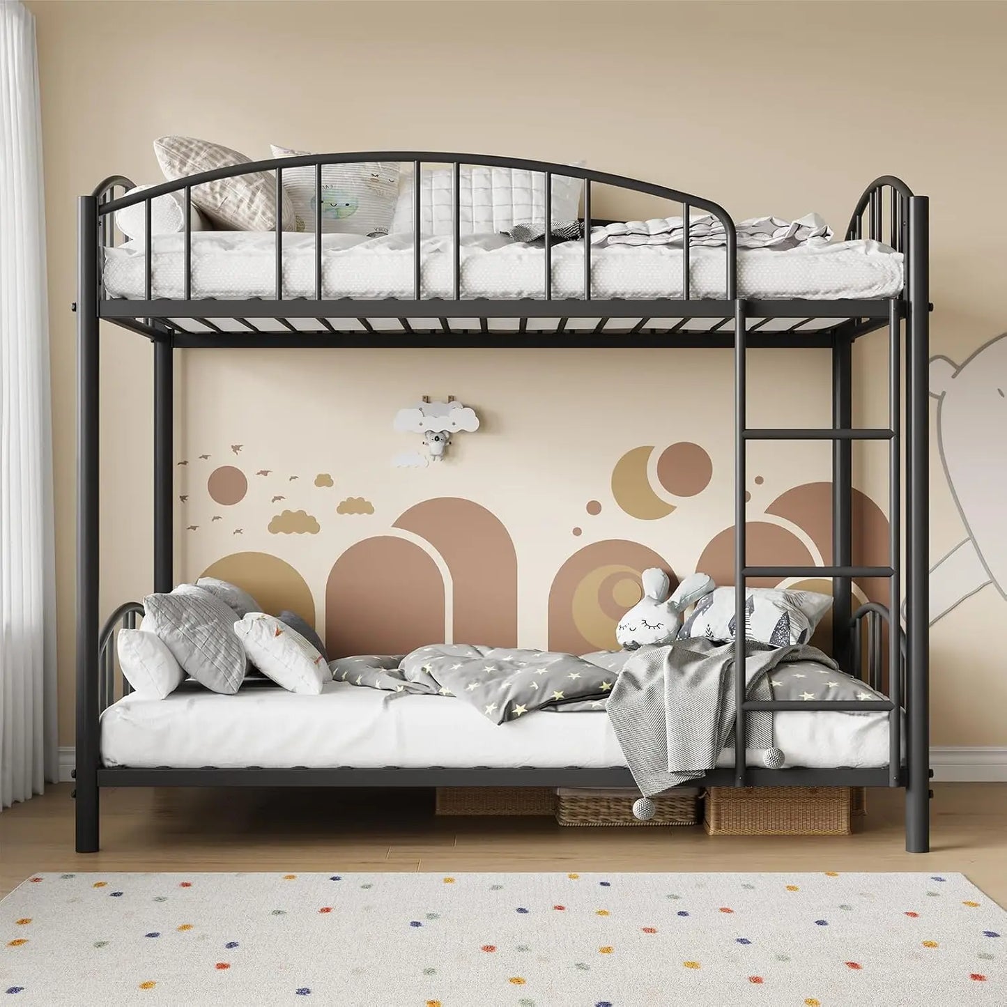 HiMISSH Metal Bunk Bed Twin Over Twin Safety Ladder