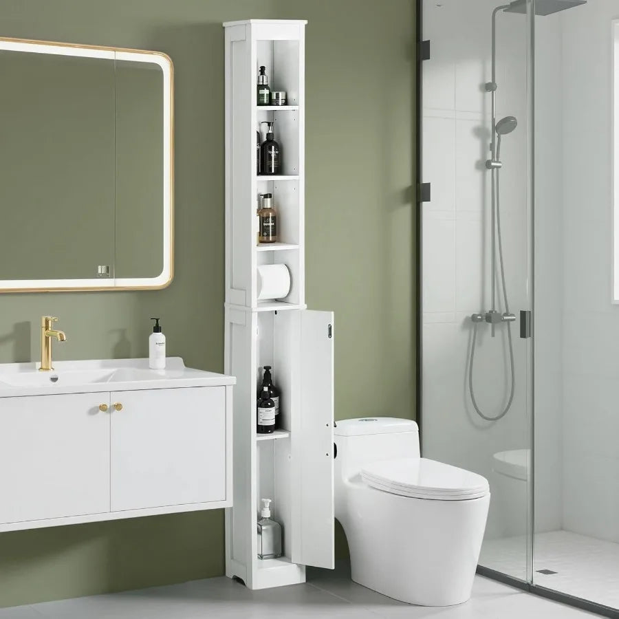 XIUWO Slim Bathroom Storage Cabinet With Adjustable Shelves