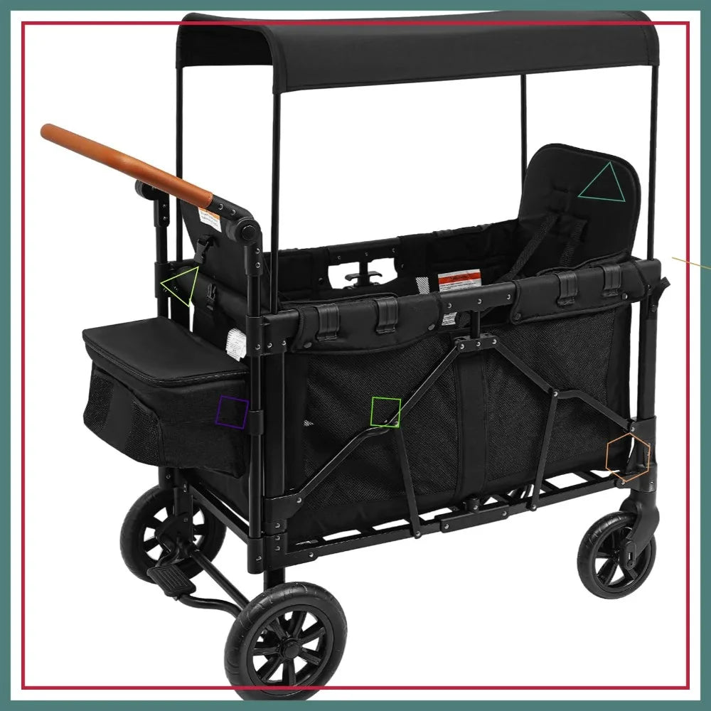 Foldable Stroller Wagon For Two Kids With All-Terrain Wheels