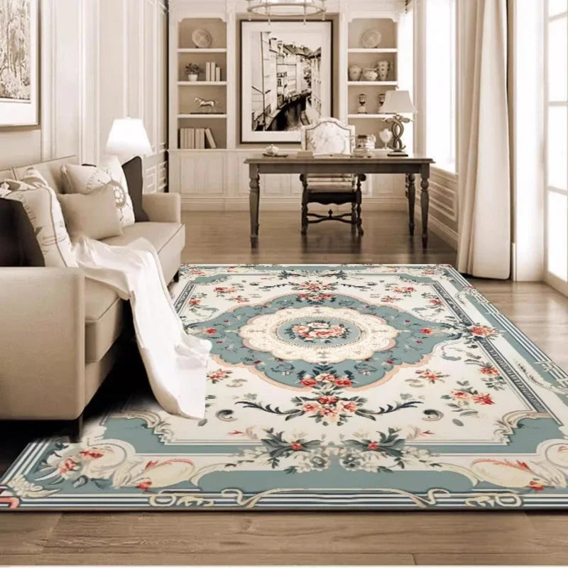 Pastoral Style Polyester Floor Rug for Living Room Bedroom
