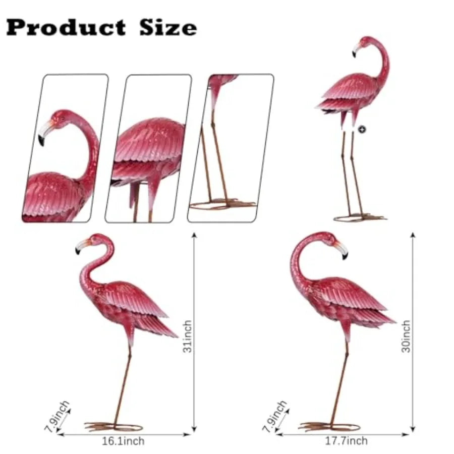 SHXI Flamingos Garden Statue Yard Art Metal Birds Sculpture
