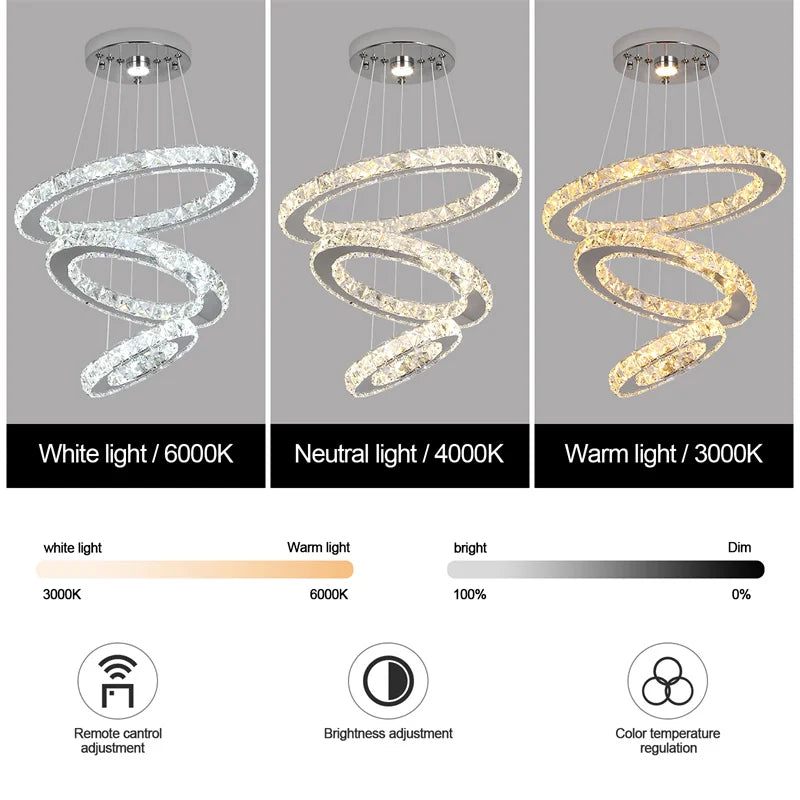 GreeLustrBulbs Modern Crystal LED Chandelier With Remote