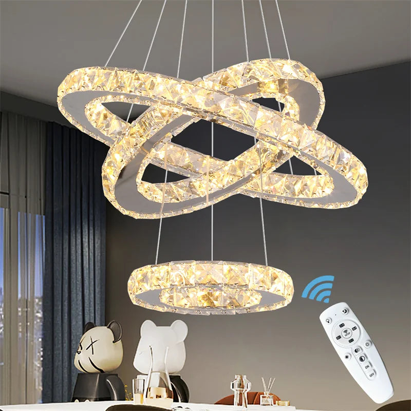 GreeLustrBulbs Modern Crystal LED Chandelier With Remote