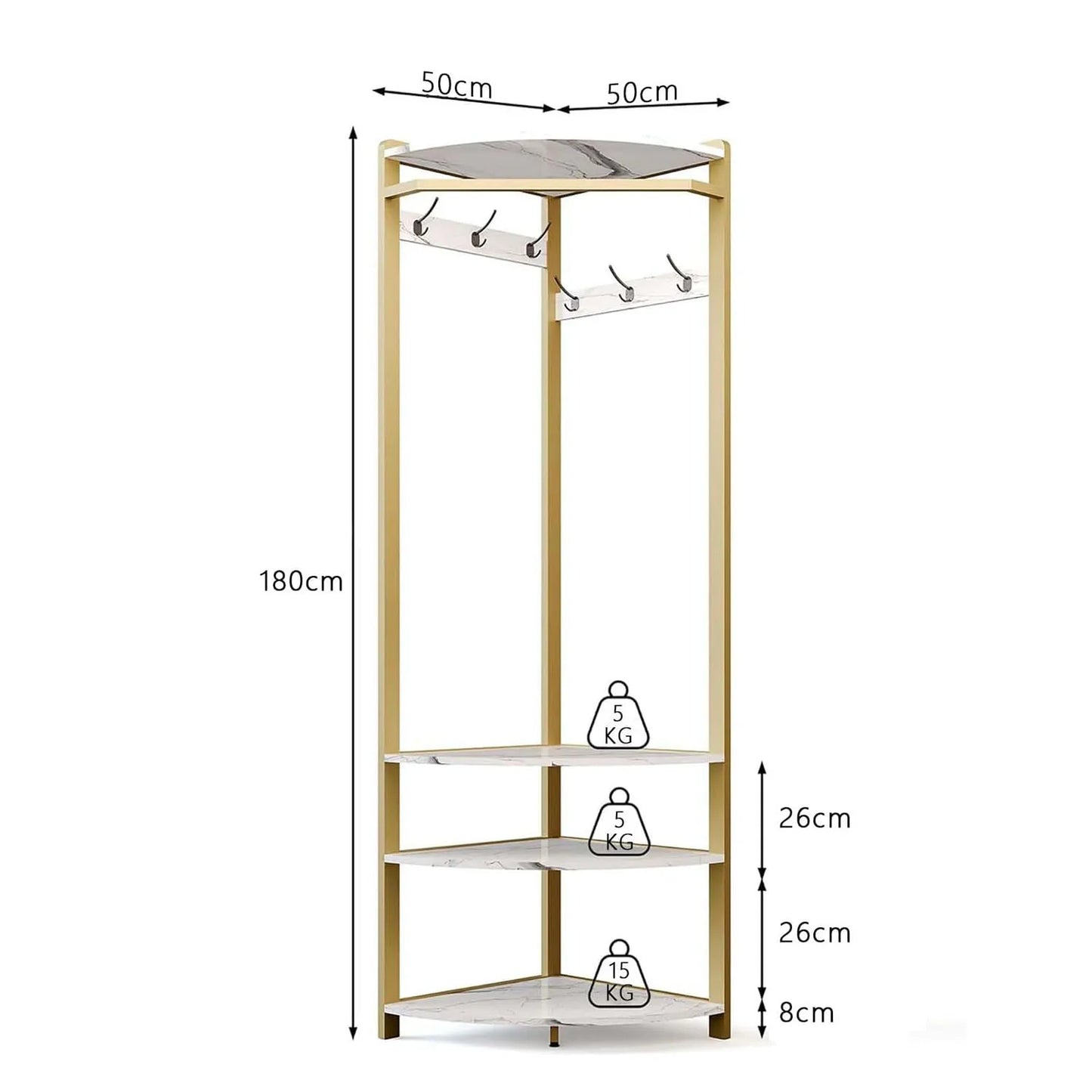 HiMISS Freestanding Coat Rack Stand With 6 Hooks Shelves