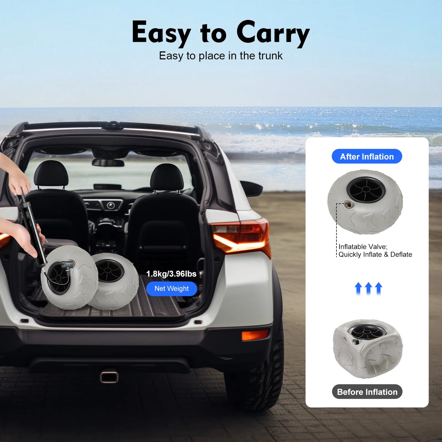 Beach Cart Replacement Inflatable Wheels Set