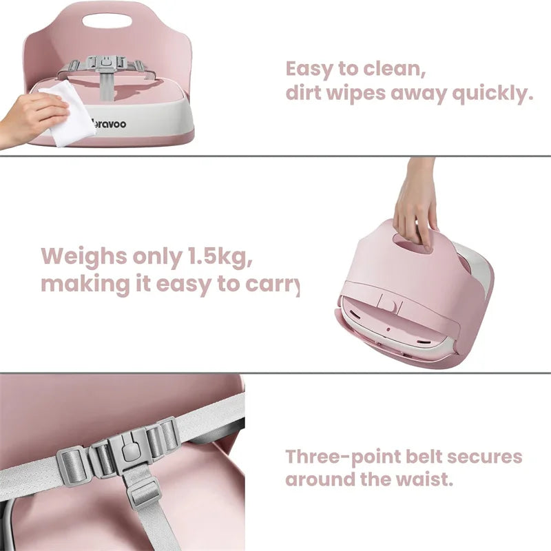 Ubravoo Portable Booster Seat For Dining 3 Point Harness