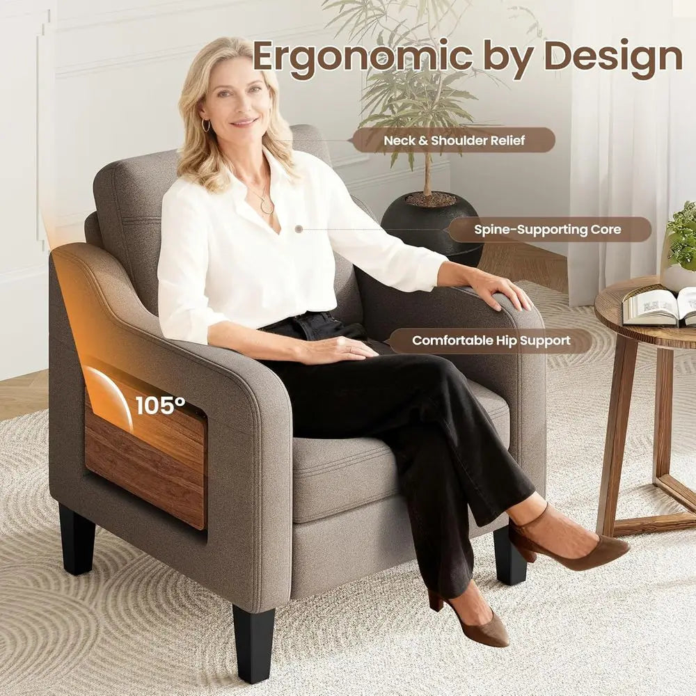 Adjustable Side Table Accent Chair With Storage
