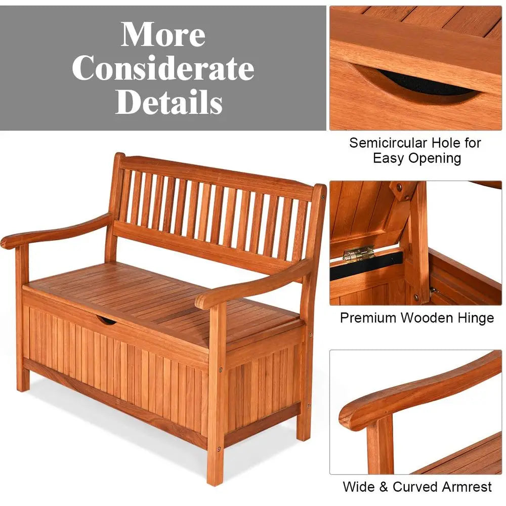 Outdoor Wood Storage Bench With Removable Dustproof Lining
