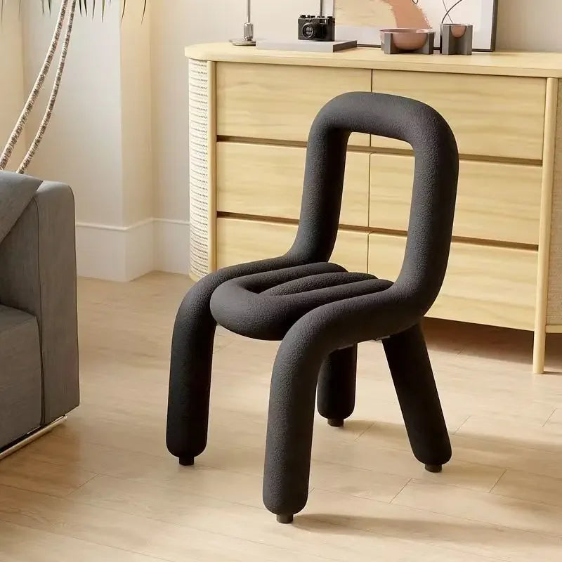 Plush Irregular Velvet Makeup Chair For Girls Bedroom