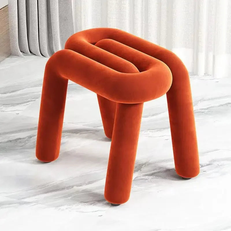 Plush Irregular Velvet Makeup Chair For Girls Bedroom