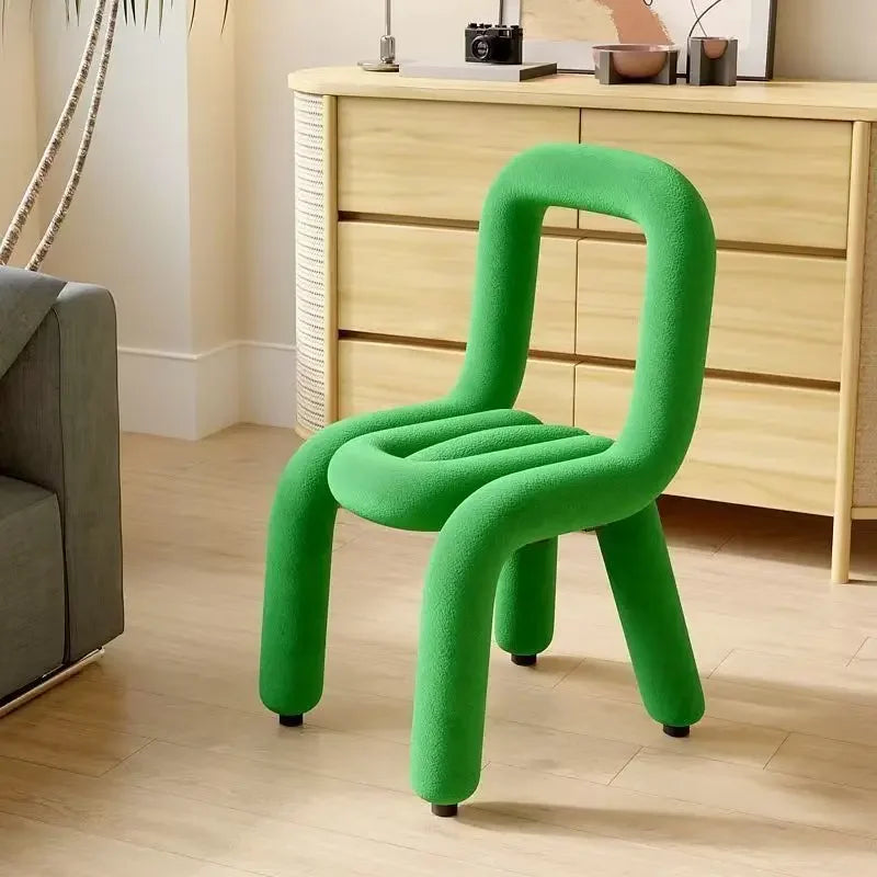 Plush Irregular Velvet Makeup Chair For Girls Bedroom