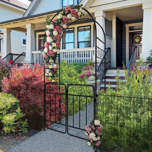 MKDK Garden Fence And Arch Set With Heavy Duty Arbor Gate