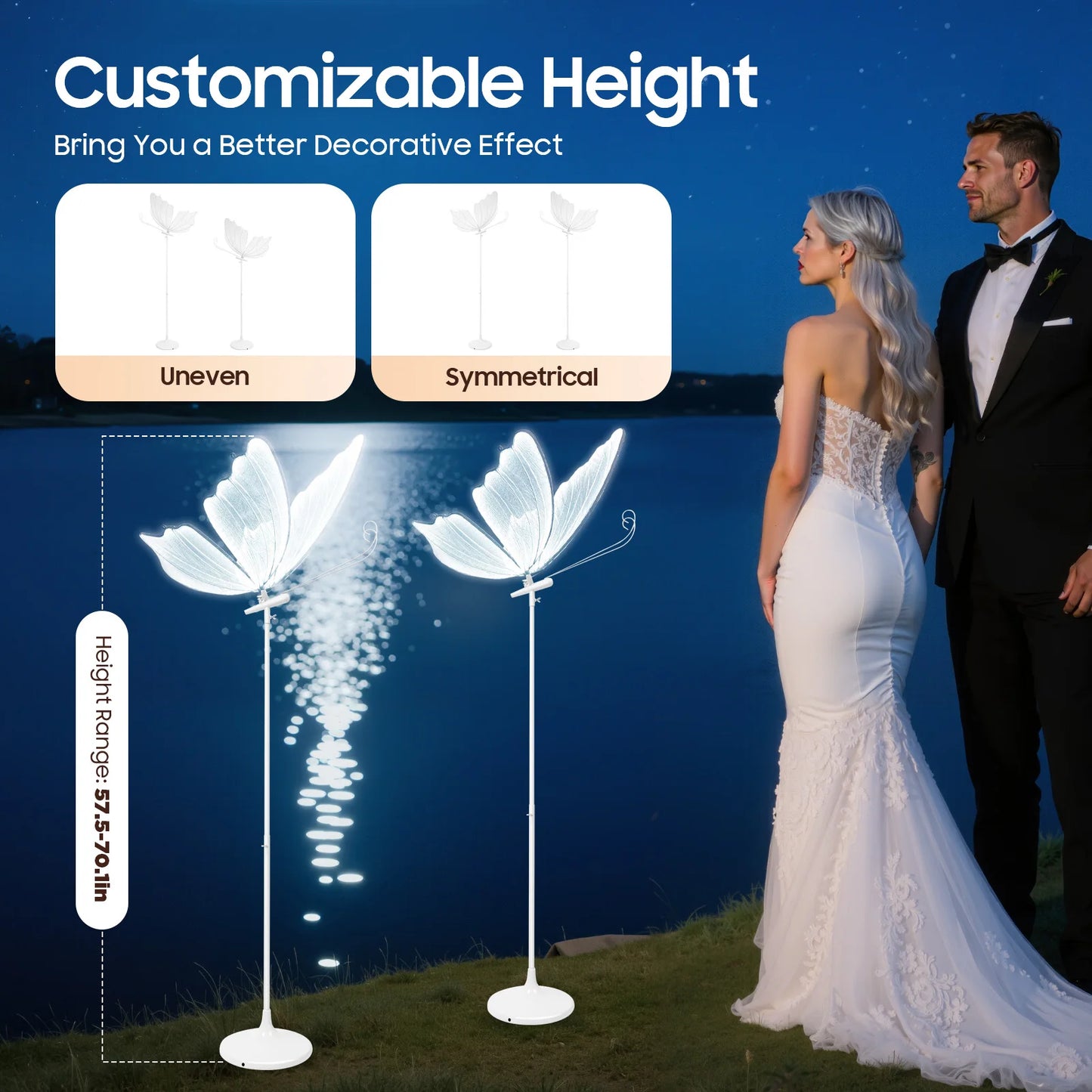 Bymaocar Butterfly Wedding Lights 48W LED Floor Lamp