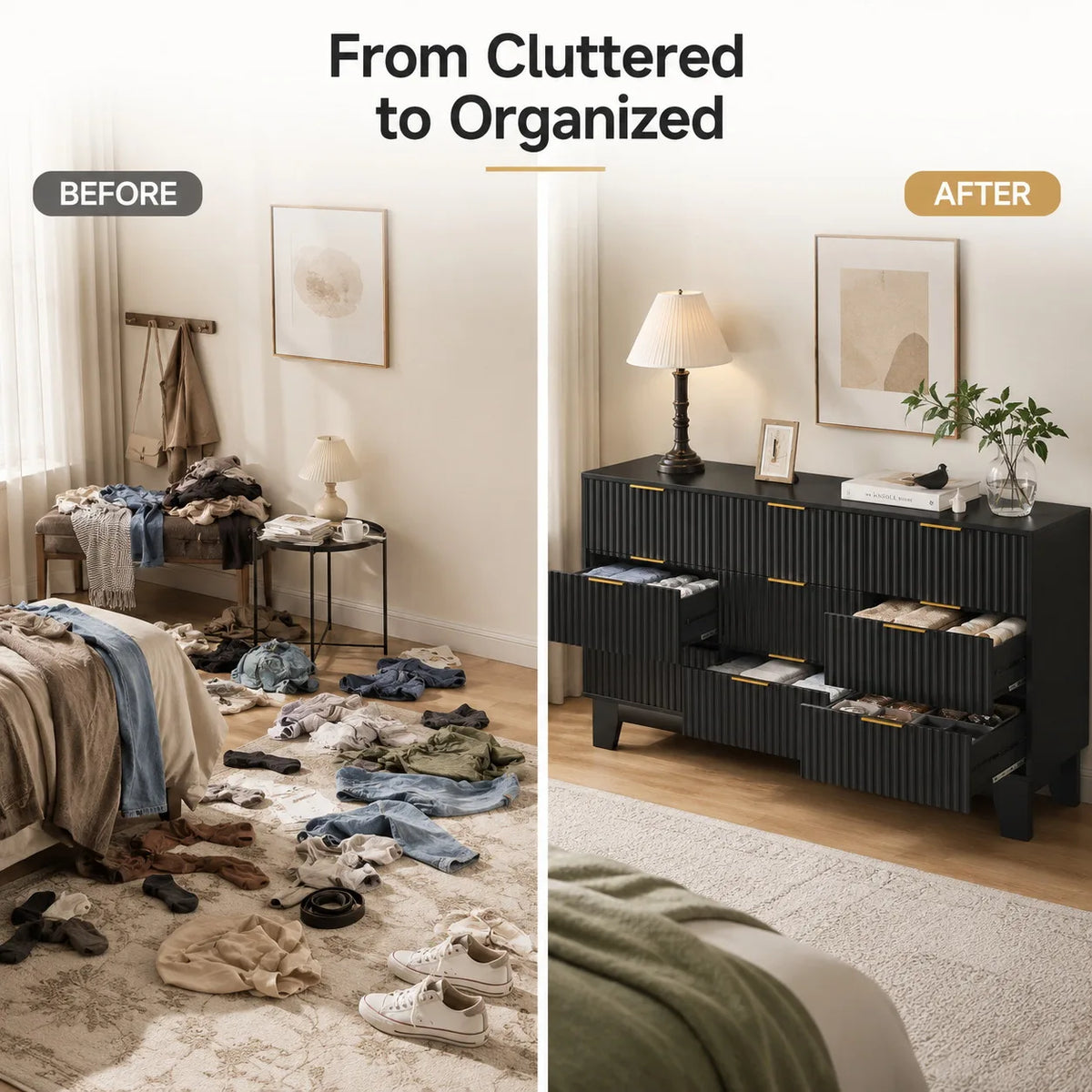 Modern Wood Nine Drawer Dresser Storage Cabinet Furniture