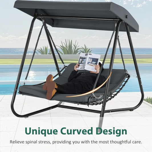 Macrout Hammock Swing Chair with Recliner Outdoor Lounge