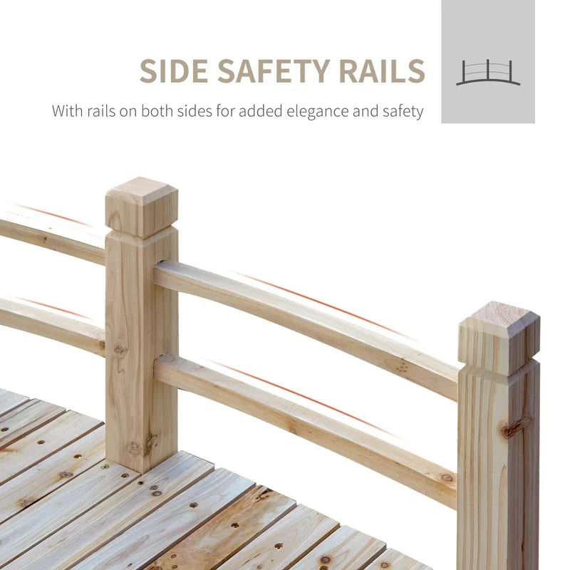 Fir Wood Garden Bridge Arc Walkway With Side Railings