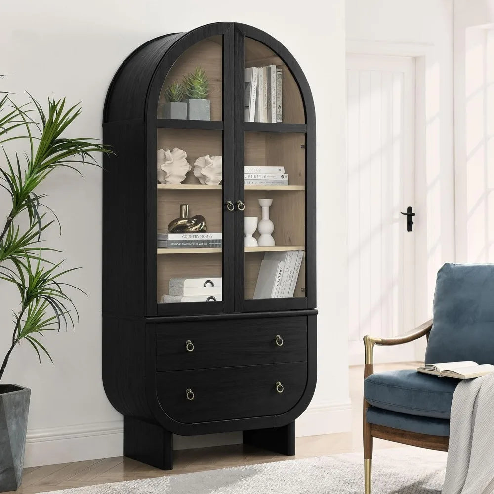 Nyx Arched Display Cabinet Modern Glass Doors And Drawers