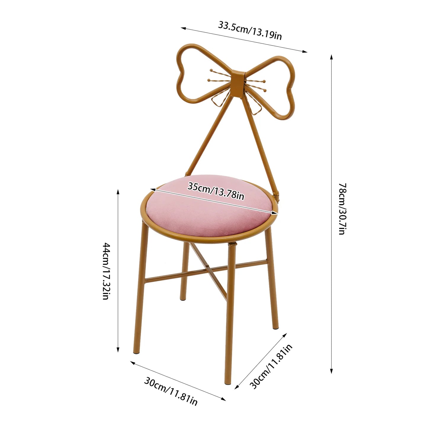 Luxury Minimalist Makeup Vanity Stool with Velvet Cushion in Deep Pink