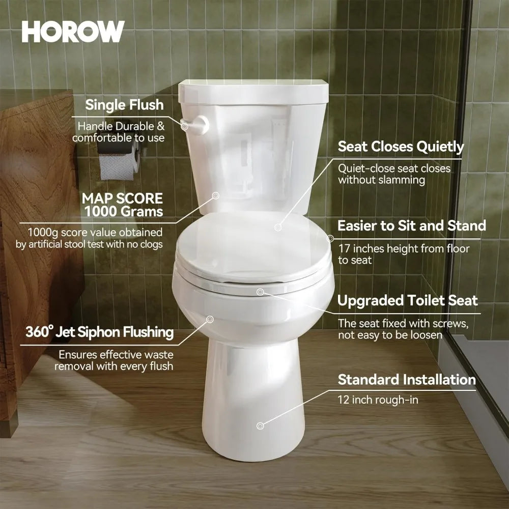 Two-Piece Round Toilet With ADA Comfort And 1.28 GPF